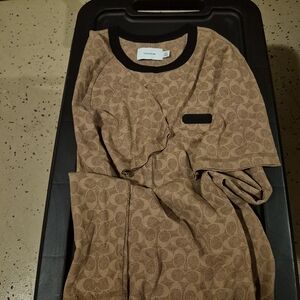 Coach Tan Patterned Shirt with Black Trim